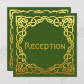 Celtic Wedding Imitate Gold | Green Empfang Card Einladung (Vorne/Hinten)