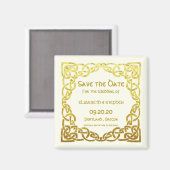 Celtic Wedding Imitats Gold Celtic Knot Save the D Magnet (Vorderseite/Rückseite)