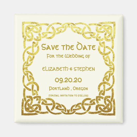 Celtic Wedding Imitats Gold Celtic Knot Save the D Magnet (Vorne)
