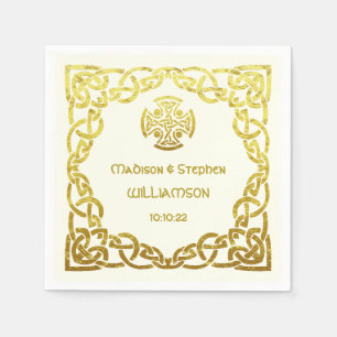 Celtic Wedding Ivory und Imitate Gold Personalize Serviette