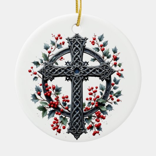 Celtic Winter Cross Christmas Ornament (Vorne)