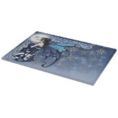 Celtic Winter Moon Fairy Blue Snowflakes Fantasy Schneidebrett (Ecke)