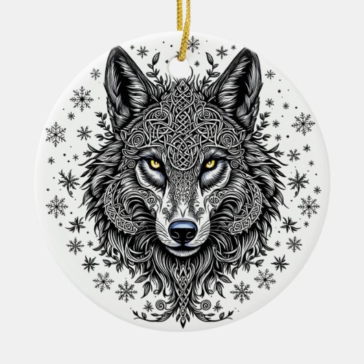 Celtic Winter Wolf Christmas Ornament (Vorne)