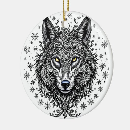 Celtic Winter Wolf Christmas Ornament (Links)