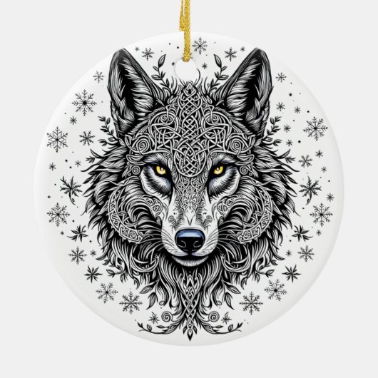 Celtic Winter Wolf Christmas Ornament (Hinten)