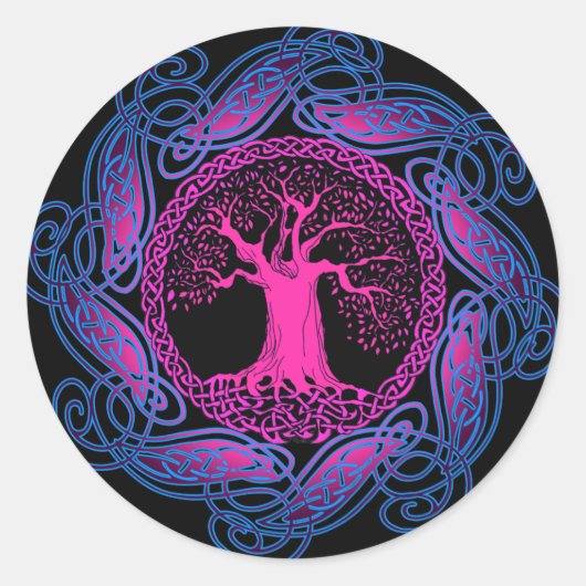 Celtic Wisdom Tree (Ultra Violet Version) Runder Aufkleber (Vorderseite)