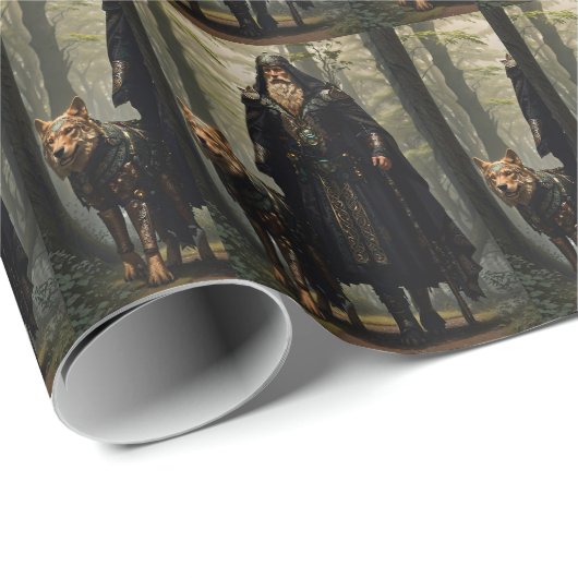 Celtic Wizard und Wolf Canvas Print Geschenkpapier (Rolleneckpunkt)