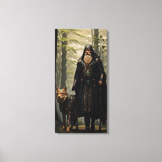 Celtic Wizard und Wolf Canvas Print Leinwanddruck (Vorderseite)