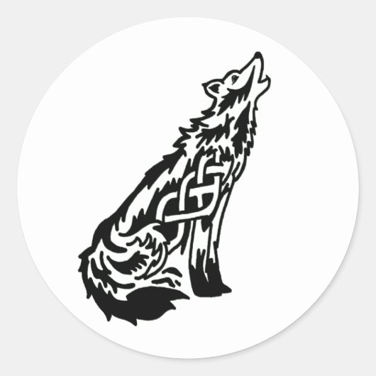 Celtic Wolf Classic Round Sticker (Vorderseite)