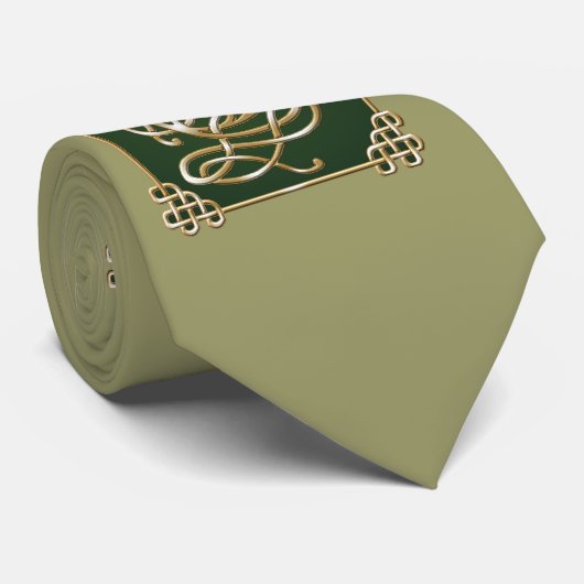 Celtic Wolf - Grüner Hintergrund Krawatte (Gerollt)