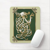 Celtic Wolf - Grüner Hintergrund Mousepad (Mit Mouse)