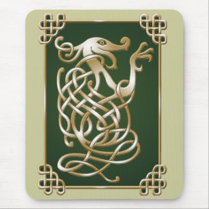 Celtic Wolf - Grüner Hintergrund Mousepad