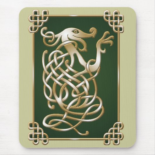 Celtic Wolf - Grüner Hintergrund Mousepad (Vorne)