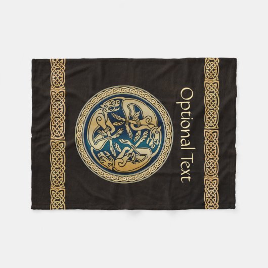 Celtic Wolf Knüpfarbeit Triad Fleecedecke (Vorderseite (Horizontal))