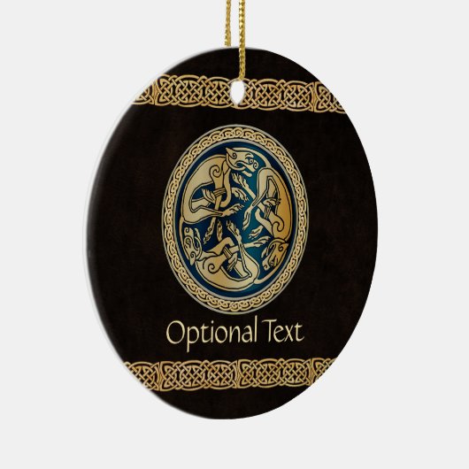 Celtic Wolf Knüpfarbeit Triad Keramik Ornament (Rechts)