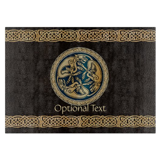 Celtic Wolf Knüpfarbeit Triad Schneidebrett (Vorderseite)