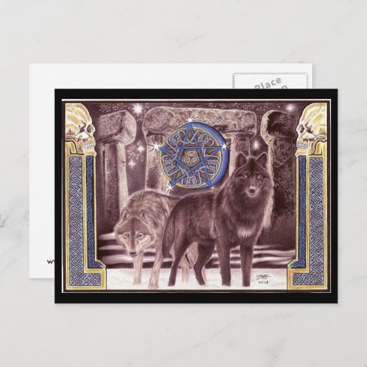 Celtic Wolf Magic Postcard Postkarte (Vorne/Hinten)