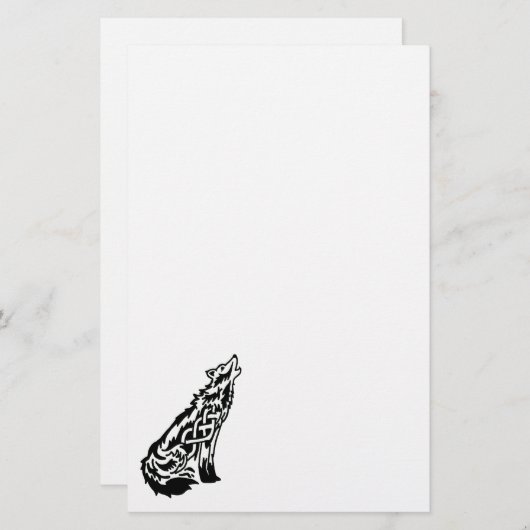 Celtic Wolf Stationery Briefpapier (Vorne/Hinten)