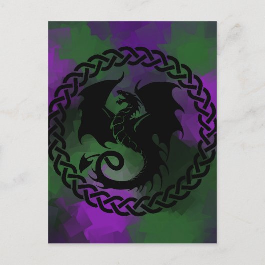 CelticCircleDragonPurpleGreen Postkarte (Vorderseite)