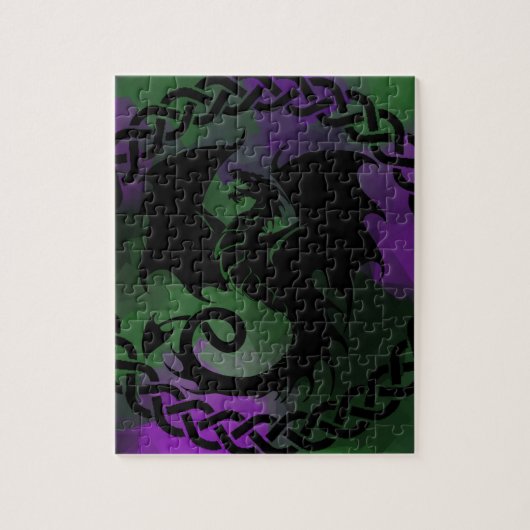 CelticCircleDragonPurpleGreen Puzzle (Vertikal)
