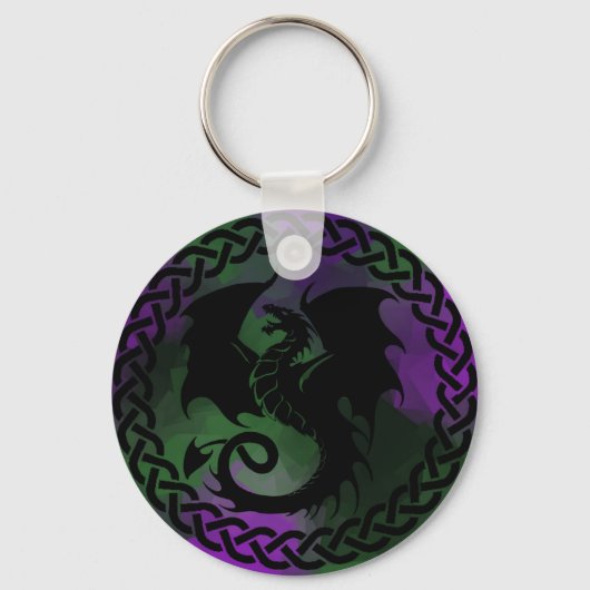 CelticCircleDragonPurpleGreen Schlüsselanhänger (Vorderseite)