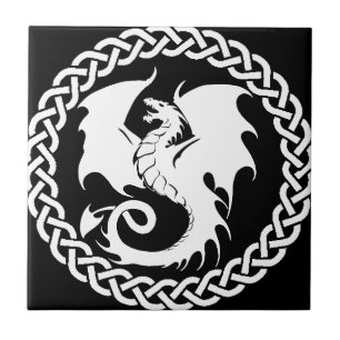 CelticCircleWhiteDragon Fliese