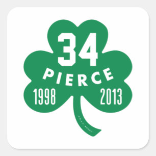 Celtics - Pierce 34 Remüde Number Clover (grün) Quadratischer Aufkleber