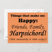 Cembalo macht mich glücklich postkarte (Vorne/Hinten)