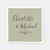Cement Grey Script Minimalist Wedding Serviette (Vorderseite)