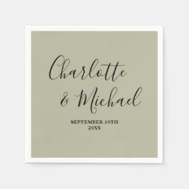 Cement Grey Script Minimalist Wedding Serviette