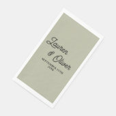Cement Grey Script Minimalist Wedding Serviette (Ecke)
