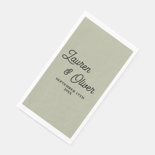 Cement Grey Script Minimalist Wedding Serviette (Ecke)