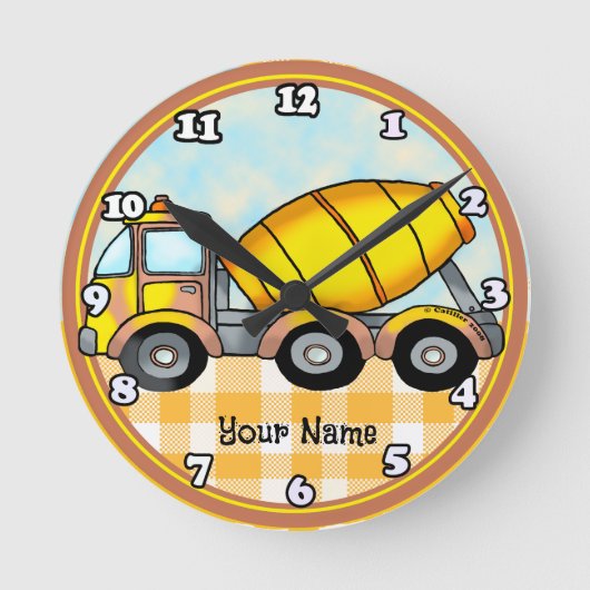 Cement Mixer Truck Runde Wanduhr (Vorderseite)