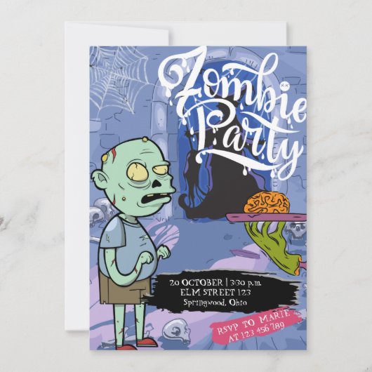 Cena de Halloween Fiesta zombie Einladung (Vorderseite)