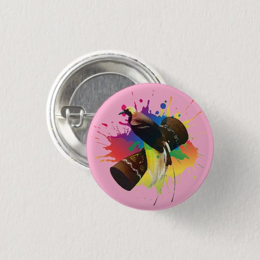 Cendrawasih Der Vogel des Paradieses farbenfroh Button (Vorne & Hinten)