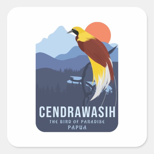 Cendrawasih Quadratischer Aufkleber (Vorderseite)