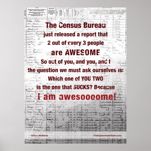 "CENSUS BUREAU" Phantastische Poste (Confidence/Sw Poster (Vorne)