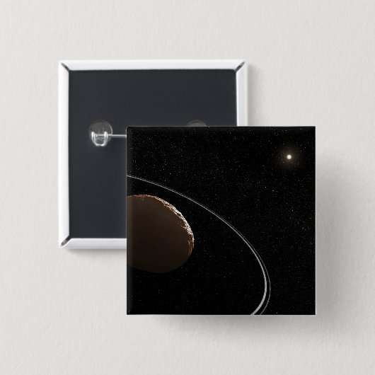 Centaur 1099 Chariklo und seine Ringe. Button (Vorne & Hinten)