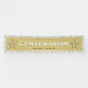 "CENTENARIAN" 100. Geburtstags-Gold/weißes Muster Banner