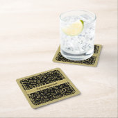 "Centenarian" Schwarz/Gold 100. Party Thema Sq Rechteckiger Pappuntersetzer (Vor Ort)