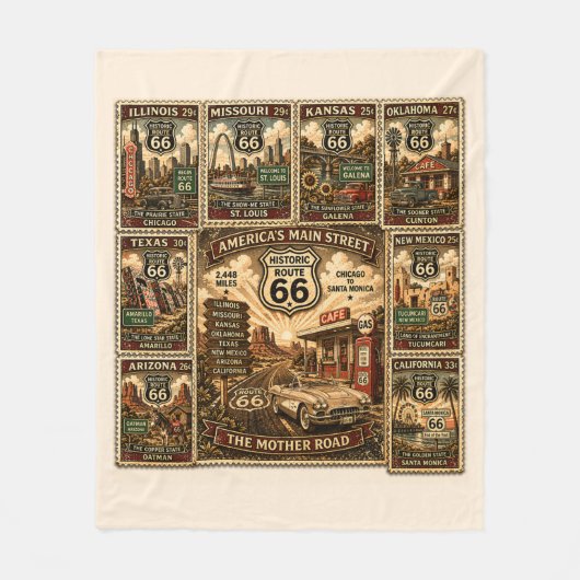 Centennial Mother Road Heritage-Briefmarke Fleecedecke (Vorderseite)
