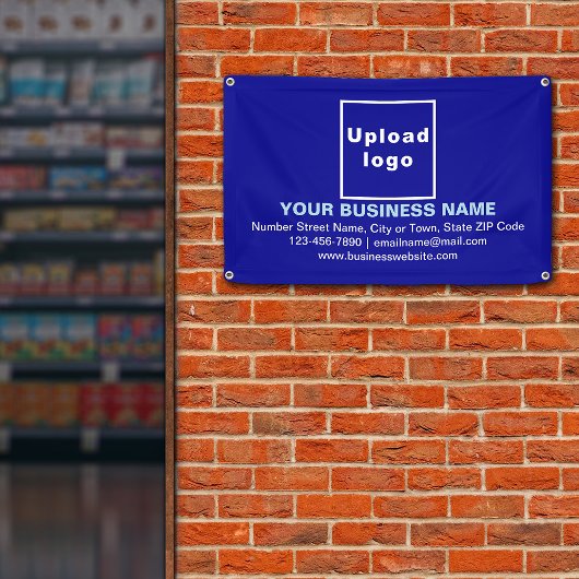Center Aligned Business Brand on Blue Rectangle Banner