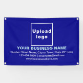 Center Aligned Business Brand on Blue Rectangle Banner (Horizontal)