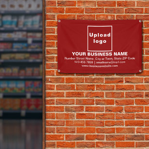 Center Aligned Business Brand on Red Rectangle Banner