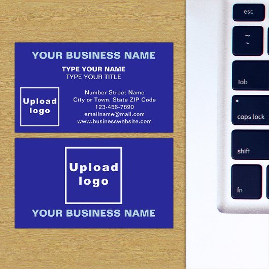 Center Aligned Style Blue Business Card Visitenkarte