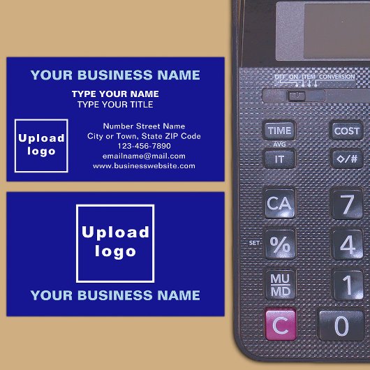 Center Aligned Style Blue Business Card Visitenkarte