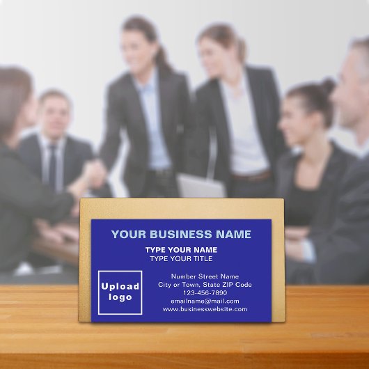 Center Aligned Style Blue Business Card Visitenkarte