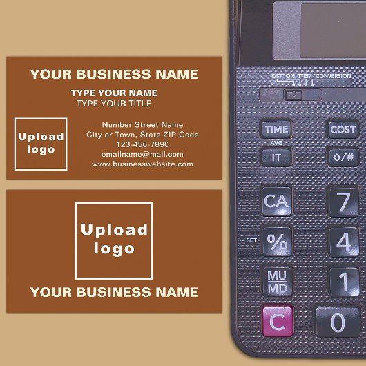 Center Aligned Style Brown Business Card Visitenkarte