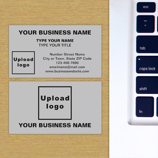 Center Aligned Style Gray Business Card Visitenkarte