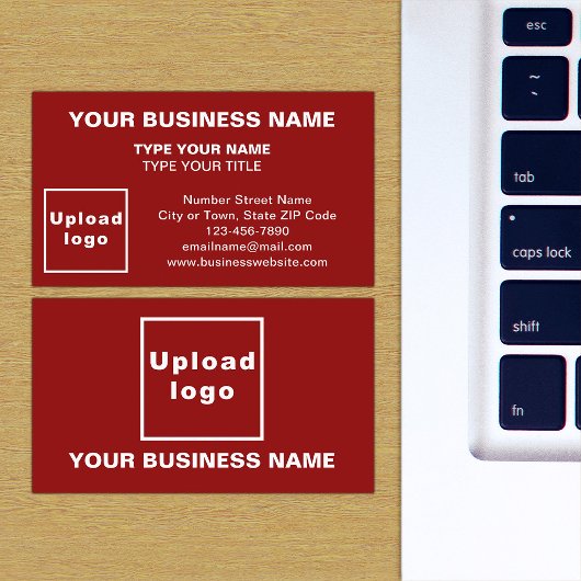 Center Aligned Style Red Business Card Visitenkarte